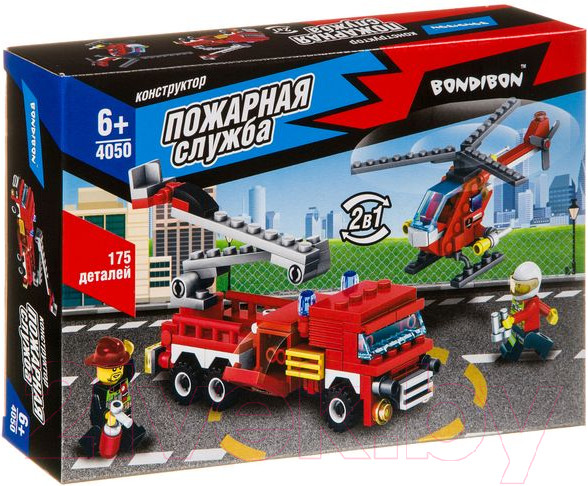 Изображение товара Конструктор Bondibon Пожарная служба. Вертолет, машина / ВВ4050
