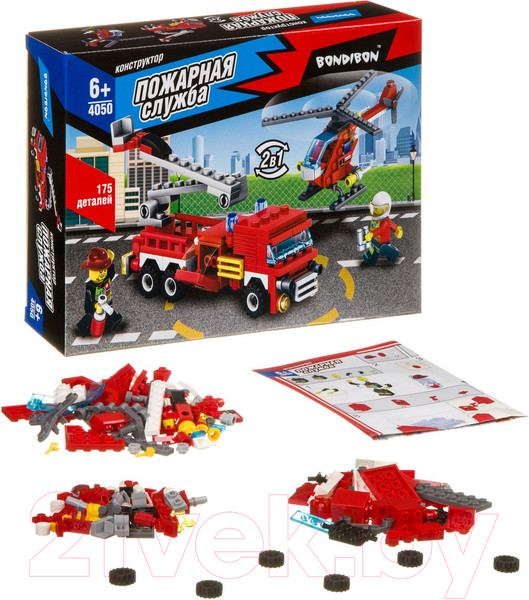 Изображение товара Конструктор Bondibon Пожарная служба. Вертолет, машина / ВВ4050