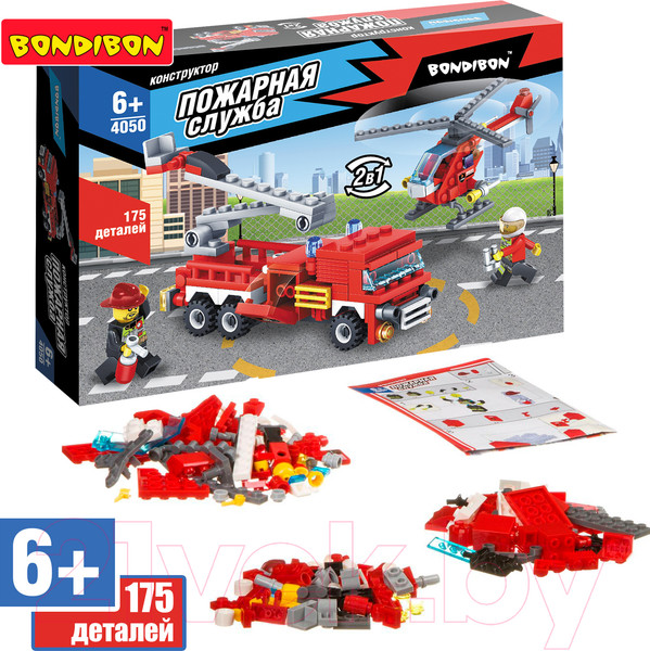 Изображение товара Конструктор Bondibon Пожарная служба. Вертолет, машина / ВВ4050
