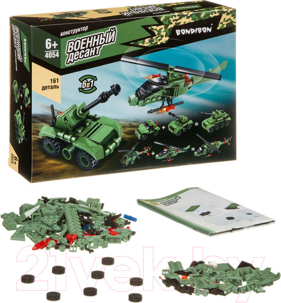 Изображение товара Конструктор Bondibon Военный десант. Вертолет / ВВ4054