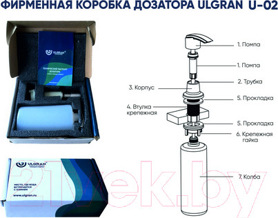Изображение товара Дозатор встраиваемый в мойку Ulgran 02 (344 ультра-черный)