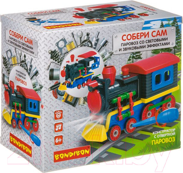 Изображение товара Конструктор Bondibon Собирай и играй. Паровоз / ВВ4157