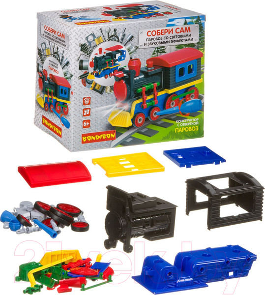 Изображение товара Конструктор Bondibon Собирай и играй. Паровоз / ВВ4157