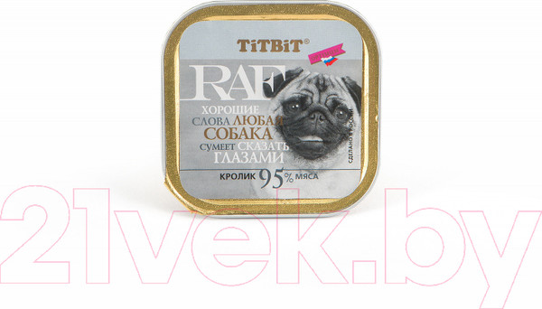 Изображение товара Влажный корм для собак TiTBiT RAF с кроликом (100г)