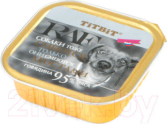 Изображение товара Влажный корм для собак TiTBiT RAF с говядиной (100г)