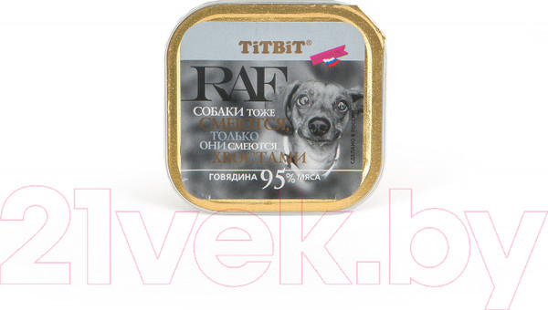 Изображение товара Влажный корм для собак TiTBiT RAF с говядиной (100г)