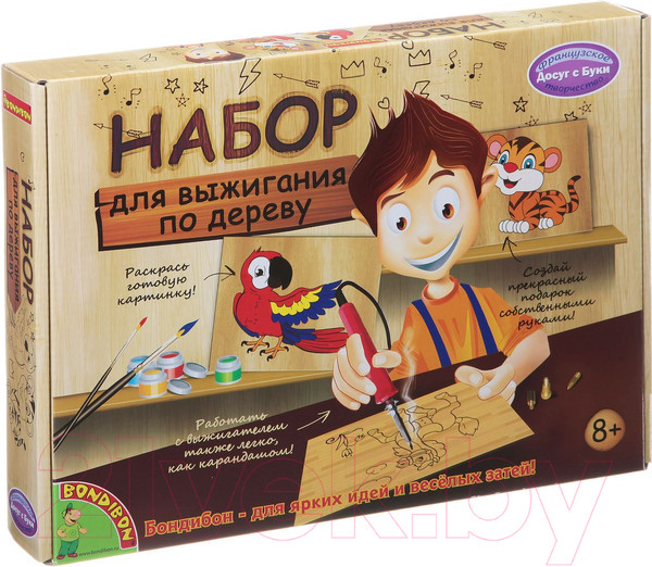 Изображение товара Набор для выжигания Bondibon Выжигательный аппарат с дощечкой и красками / ВВ1413