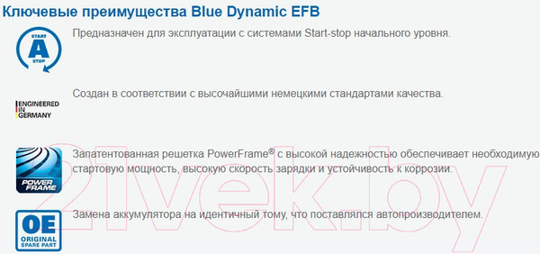 Изображение товара Автомобильный аккумулятор Varta Blue Dynamic EFB / 580500080 (80 А/ч)