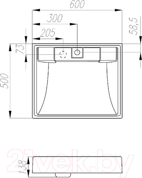 Изображение товара Умывальник Акватон Рейн 60 (1A72103KRW010)