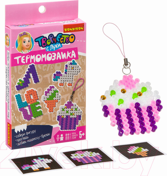 Изображение товара Развивающая игра Bondibon Термомозаика 2D. Пирожное-мороженое / ВВ3283