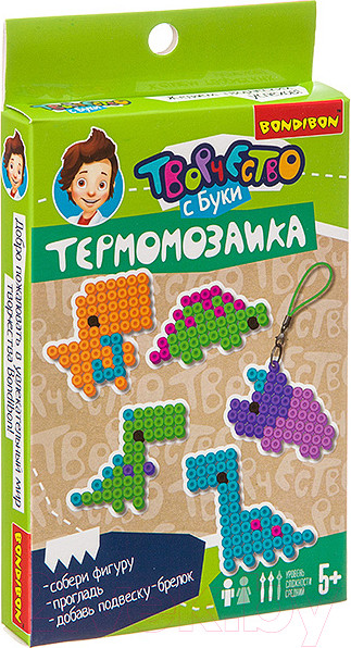 Изображение товара Развивающая игра Bondibon Термомозаика 2D. Динозавры / ВВ3284