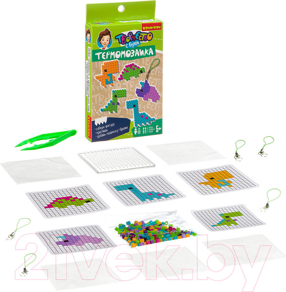 Изображение товара Развивающая игра Bondibon Термомозаика 2D. Динозавры / ВВ3284