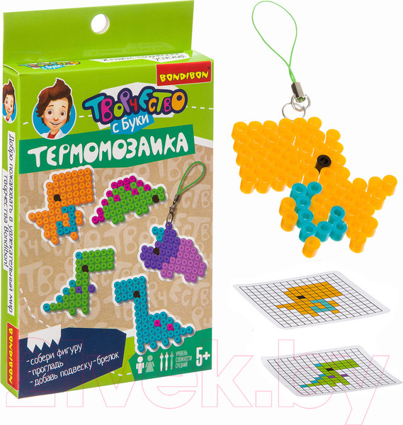 Изображение товара Развивающая игра Bondibon Термомозаика 2D. Динозавры / ВВ3284