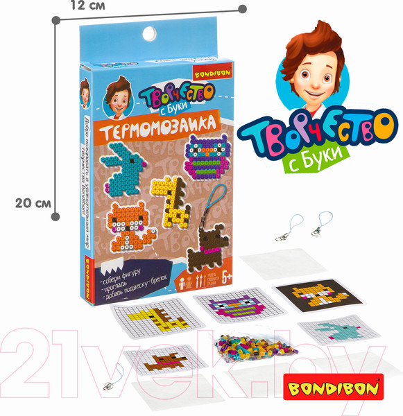 Изображение товара Развивающая игра Bondibon Термомозаика 2D. Животные и птички / ВВ3285