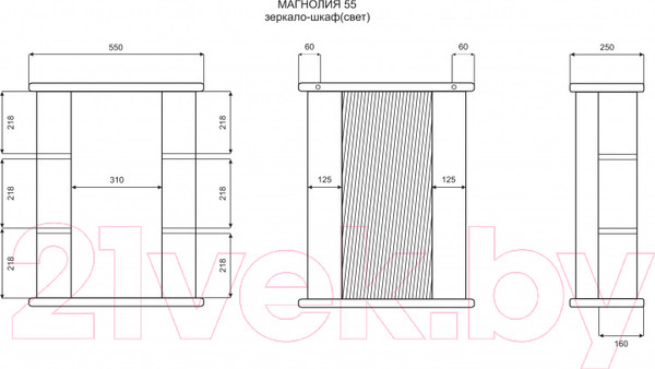 Изображение товара Шкаф с зеркалом для ванной Misty Магнолия 55 / Э-Маг04055-01СвП