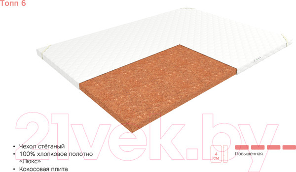 Изображение товара Наматрасник ортопедический EOS Топп 6 120x180 (джерси)