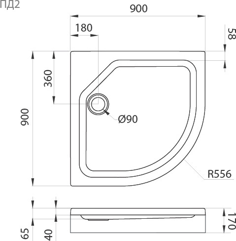 Изображение товара Душевой поддон Triton Низкий ПД2 90х90