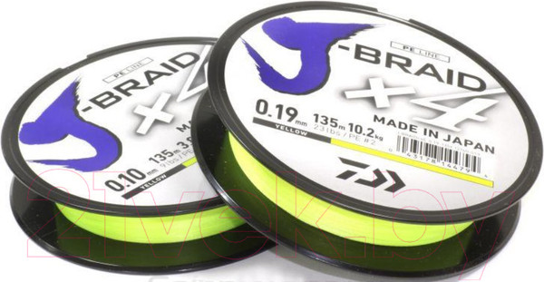 Изображение товара Леска плетеная Daiwa J-Braid X4E 0.10мм 135м / 12740-010 (желтый)