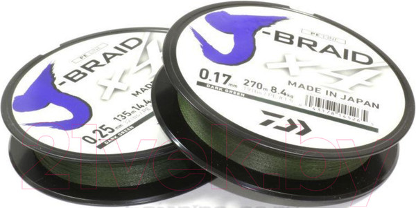 Изображение товара Леска плетеная Daiwa J-Braid X4E 0.10мм 135м / 12741-010 (темно-зеленый)