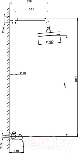 Изображение товара Верхний душ со смесителем Frap F2426