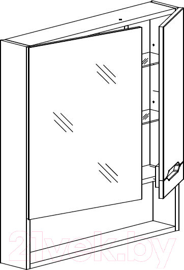 Изображение товара Шкаф с зеркалом для ванной СанитаМебель Сизаль 14.700 (правый)