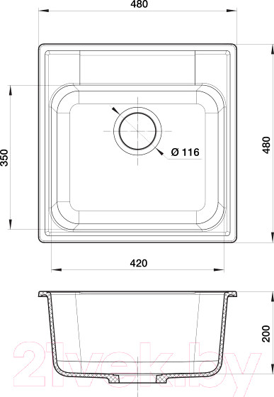 Изображение товара Мойка кухонная GranFest Quarz GF-Z48 (белый)