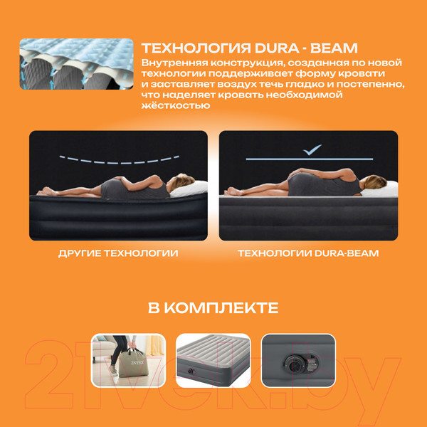 Изображение товара Надувная кровать Intex Dura Beam Essential Rest 64126ND (встроенный электронный насос/сумка/ремкомплект)