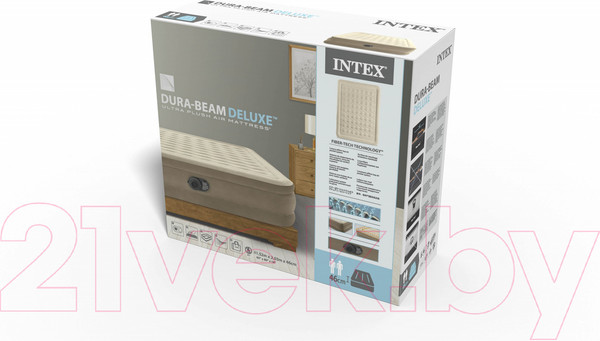 Изображение товара Надувной матрас Intex Ultra Plush 64428 (встроенный электронный насос/сумка/ремкомплект)