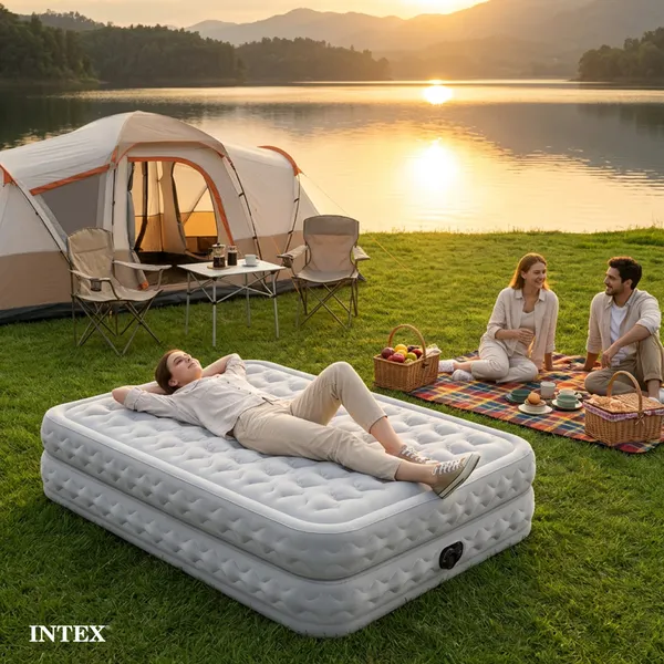 Изображение товара Надувной матрас Intex Supreme Air-Flow 64490 (встроенный электронный насос/сумка/ремкомплект)