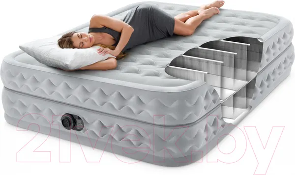 Изображение товара Надувной матрас Intex Supreme Air-Flow 64490 (встроенный электронный насос/сумка/ремкомплект)