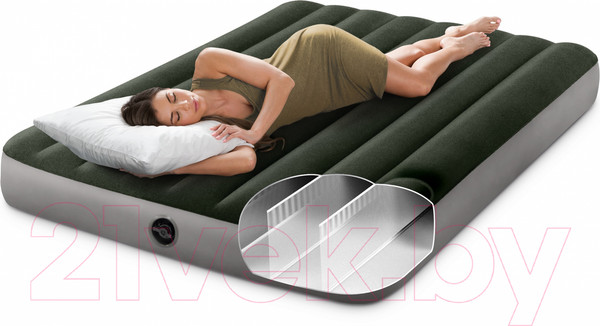 Изображение товара Надувной матрас Intex Downy Airbed 64762 (встроенный ножной насос)