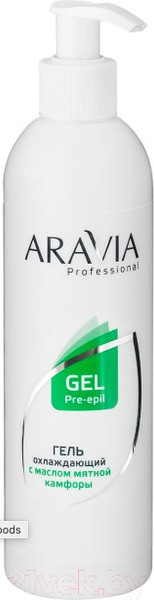 Изображение товара Гель перед депиляцией Aravia Professional охлаждающий с маслом мятной камфоры (300мл)