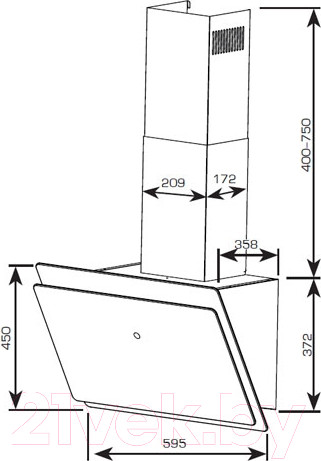 Изображение товара Вытяжка наклонная Centek CT-1830-60 (черный)