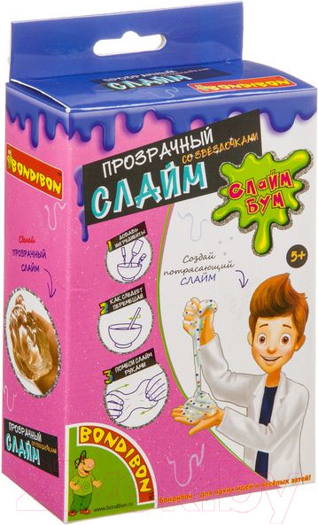 Изображение товара Набор для создания слайма Bondibon Прозрачный слайм со звездочками / ВВ3768