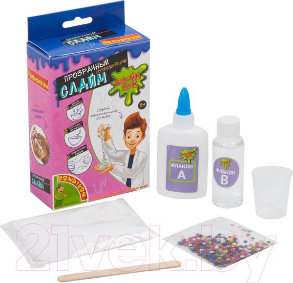 Изображение товара Набор для создания слайма Bondibon Прозрачный слайм со звездочками / ВВ3768