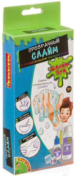 Изображение товара Набор для создания слайма Bondibon Прозрачный слайм с радужными палочками / ВВ3774