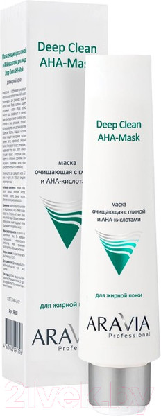 Изображение товара Маска для лица кремовая Aravia Professional с глиной и AHA-кислотами Deep Clean AHA-Mask (100мл)