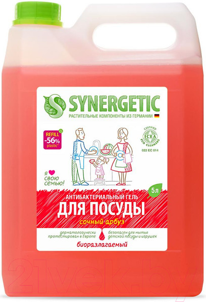 Изображение товара Средство для мытья посуды Synergetic Арбуз биоразлагаемое (5л)