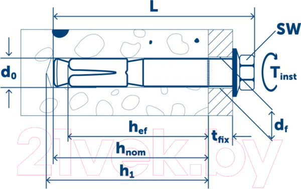 Изображение товара Анкер клиновой Sormat М16-25/100/15 с болтом / LS1625100015