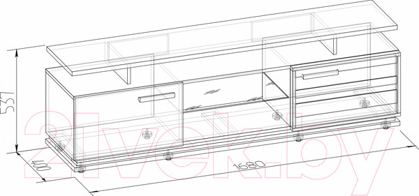 Изображение товара Тумба Глазов Oslo 3 (дуб серый Craft/черный)