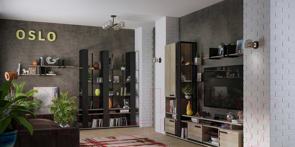 Изображение товара Тумба Глазов Oslo 3 (дуб серый Craft/черный)