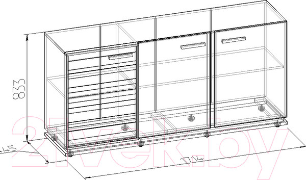 Изображение товара Тумба Глазов Oslo 5 МЦН (дуб серый Craft/черный)