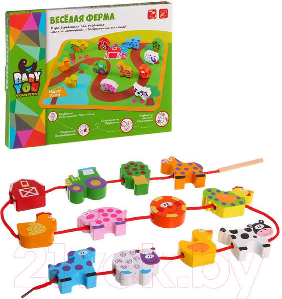Изображение товара Развивающая игрушка Bondibon Веселая Ферма. Бусины для нанизывания / ВВ1109-1