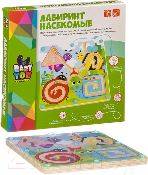 Изображение товара Развивающая игра Bondibon Лабиринт с магнитными шариками. Насекомые / ВВ4009