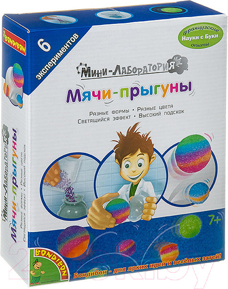 Изображение товара Набор для опытов Bondibon Французские опыты. Мини-лаборатория. Мячи-прыгуны / ВВ3716