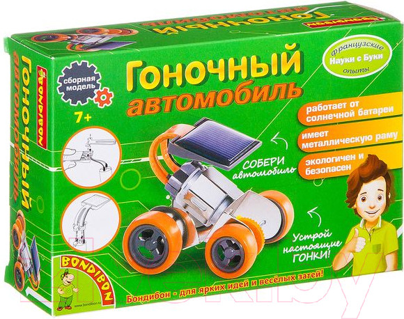 Изображение товара Научная игра Bondibon Французские опыты. Гоночный автомобиль на солн. батарее / ВВ2290