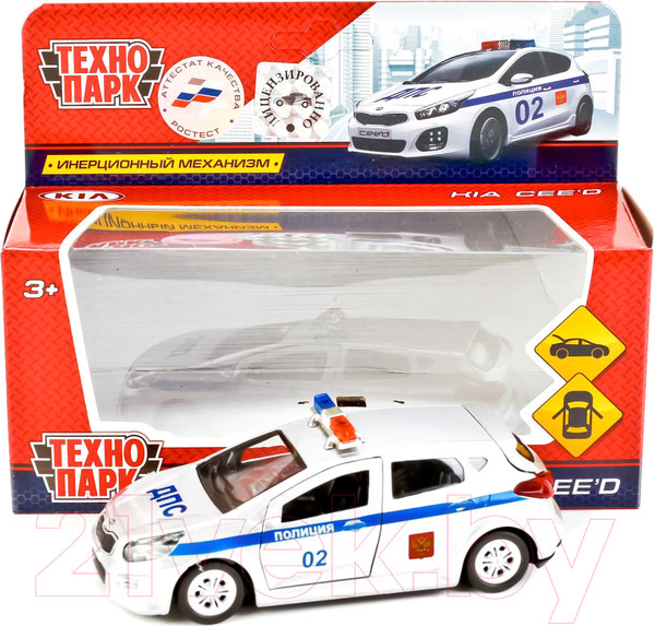 Изображение товара Масштабная модель автомобиля Технопарк Kia Ceed Полиция / CEED-POLICE