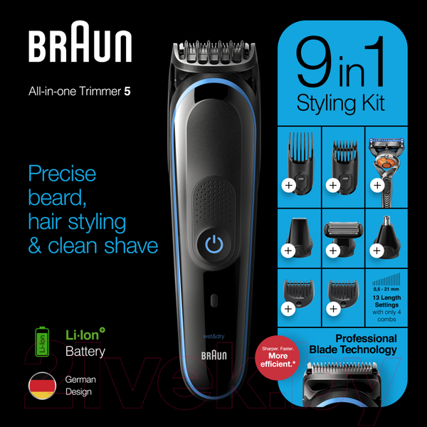 Изображение товара Набор для стайлинга Braun MGK5280 с бритвой Fusion ProGlide + 2 кассеты + чехол