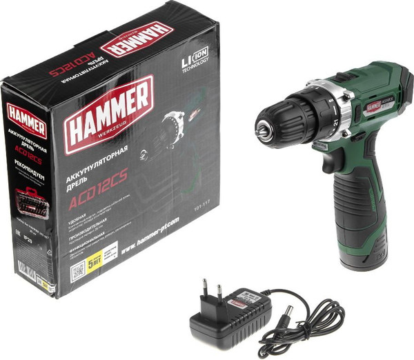 Изображение товара Аккумуляторная дрель-шуруповерт Hammer Flex ACD12CS (645151)