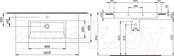 Изображение товара Умывальник Bocchi Milano 100 / 1105-001-0126
